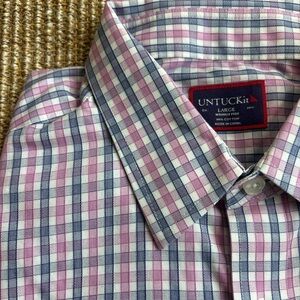 UNTUCKit Men's Pink and Blue Plaid Button Down